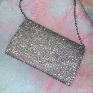 Aldo Silver Rhinestone Crossbody Satchel